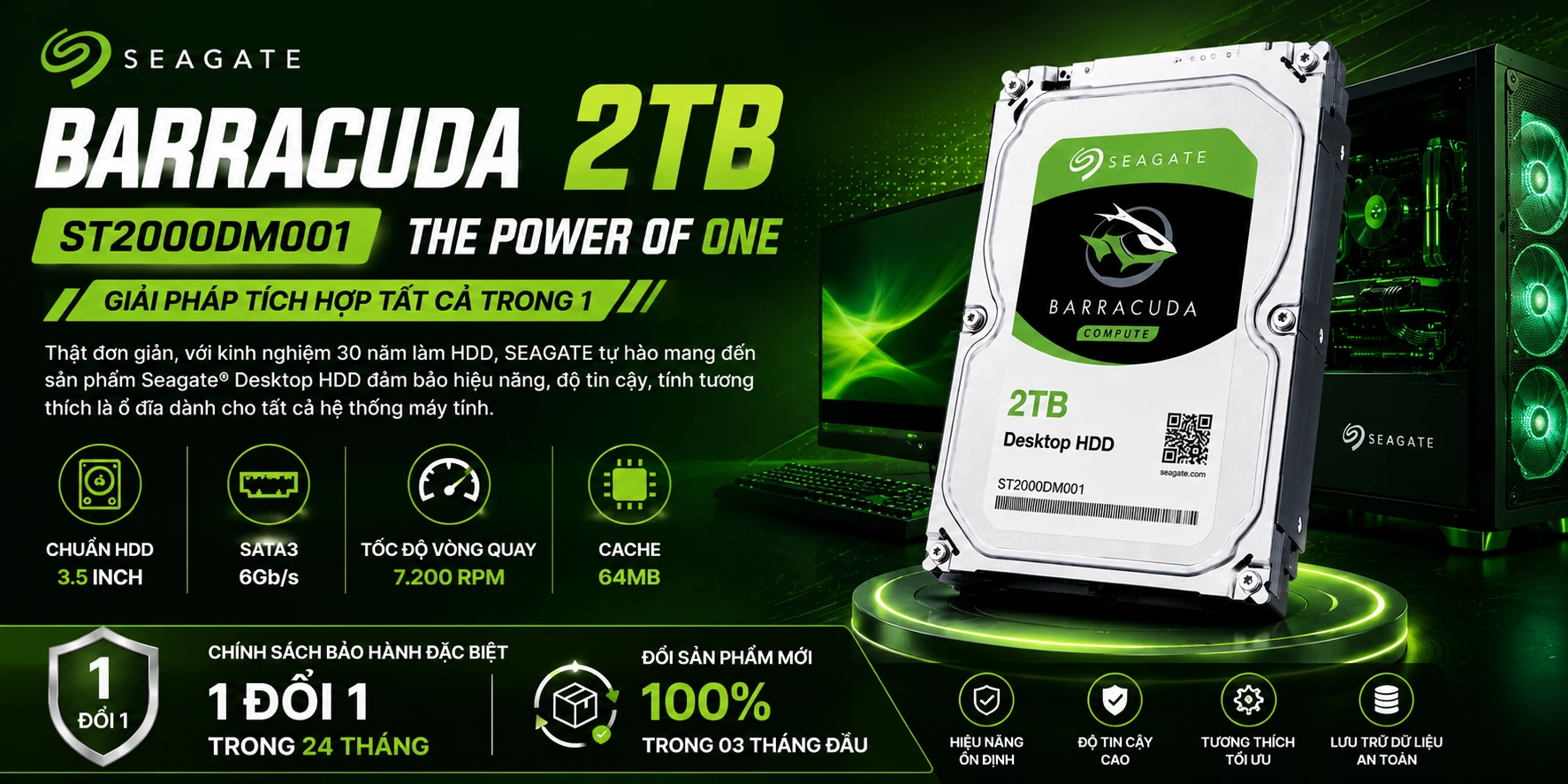 Ổ cứng HDD SEAGATE BarraCuda 2TB