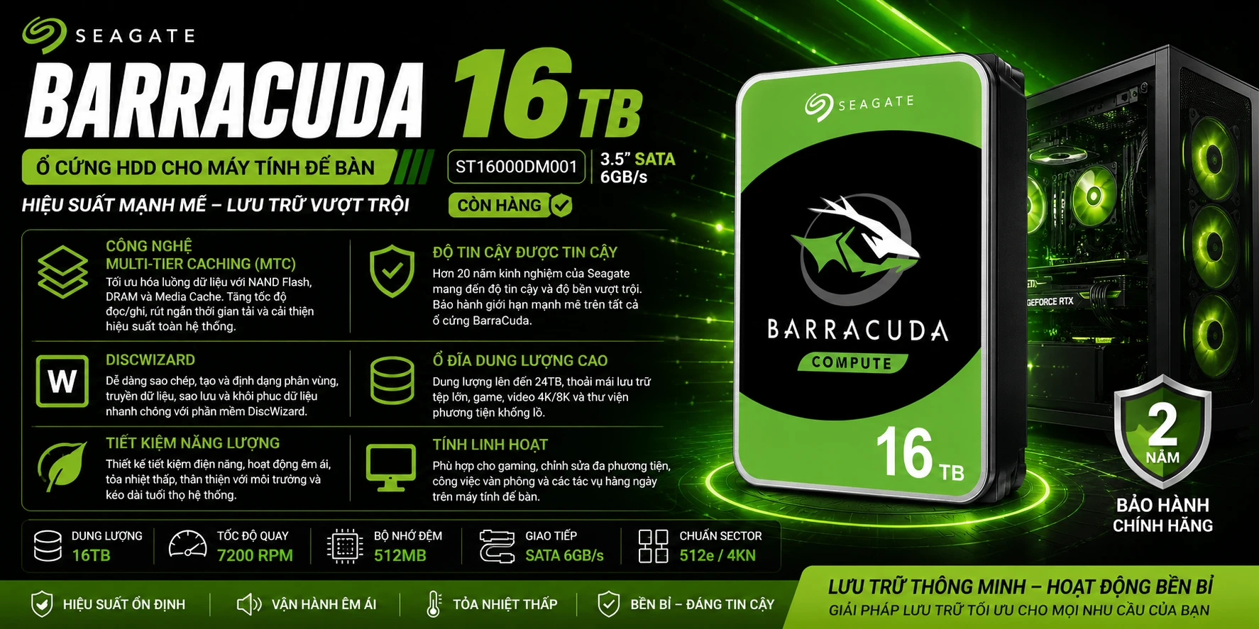 Ổ Cứng HDD Seagate BarraCuda 16TB
