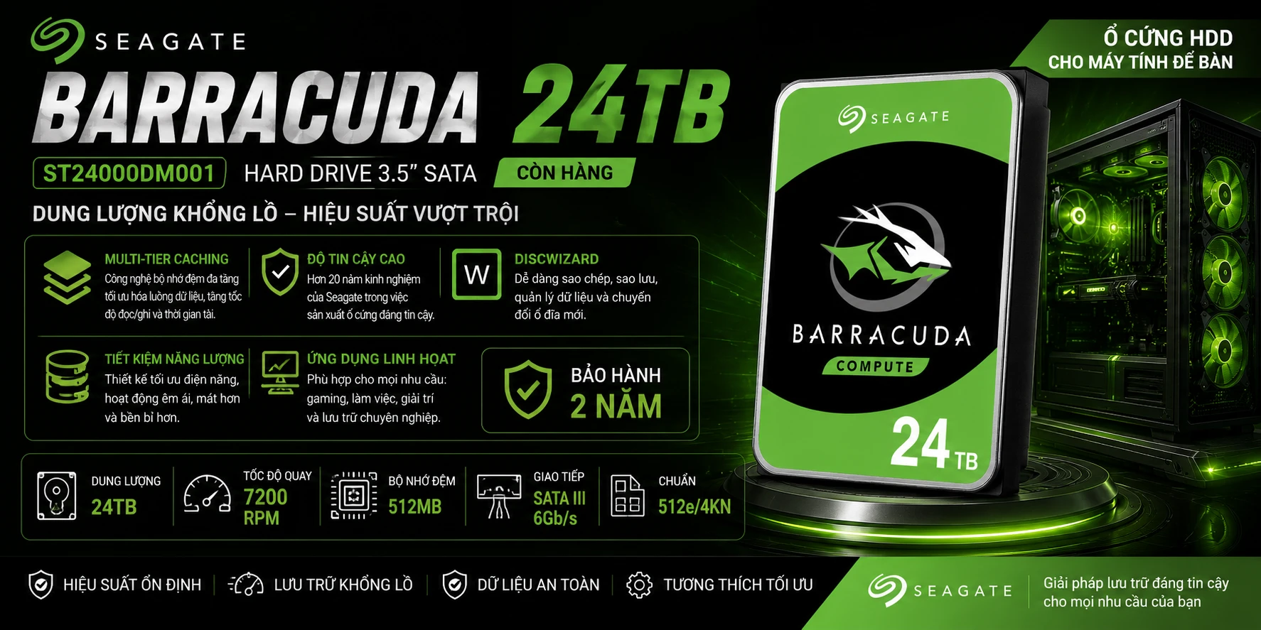 Ổ Cứng HDD Seagate BarraCuda 24TB