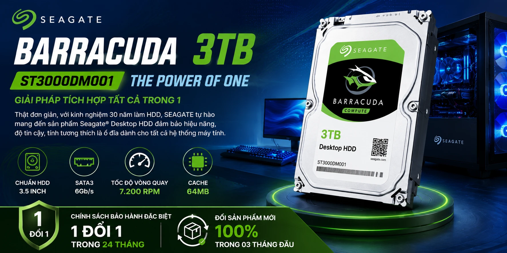 Ổ Cứng HDD SEAGATE BarraCuda 3TB