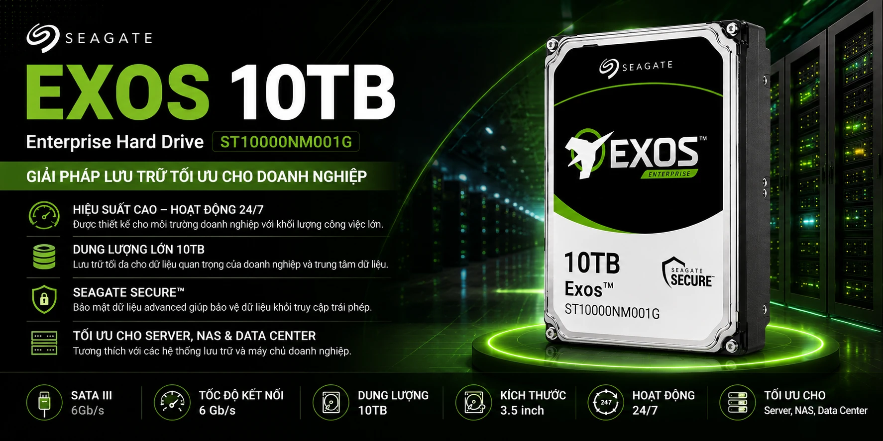 Ổ Cứng HDD Seagate Exos 10TB ST10000NM001G