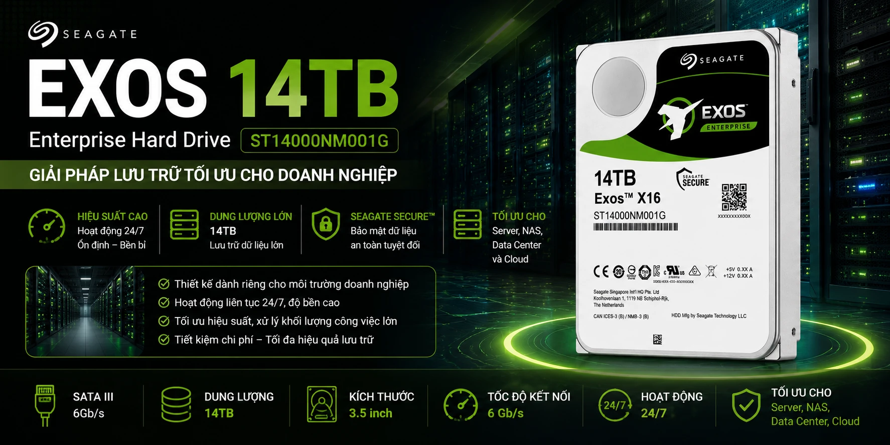 Ổ Cứng HDD Seagate Exos 14TB ST14000NM001G Ổ Cứng HDD Seagate Exos 14TB ST14000NM001G