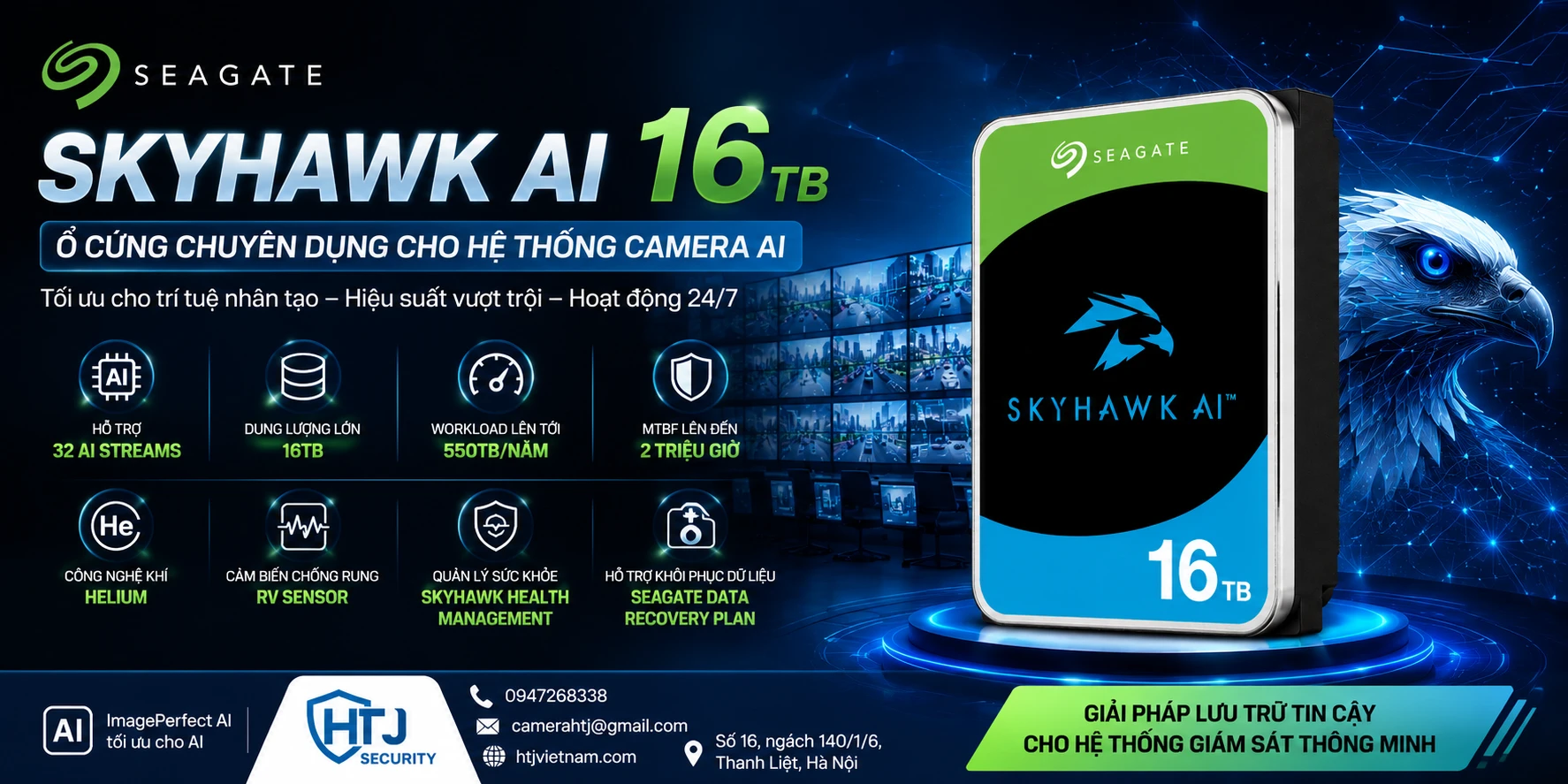 Ổ Cứng HDD SkyHawk AI 16TB ST16000VE004