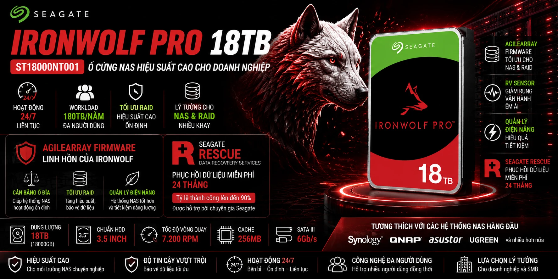 Ổ Cứng NAS Seagate IronWolf Pro 18TB