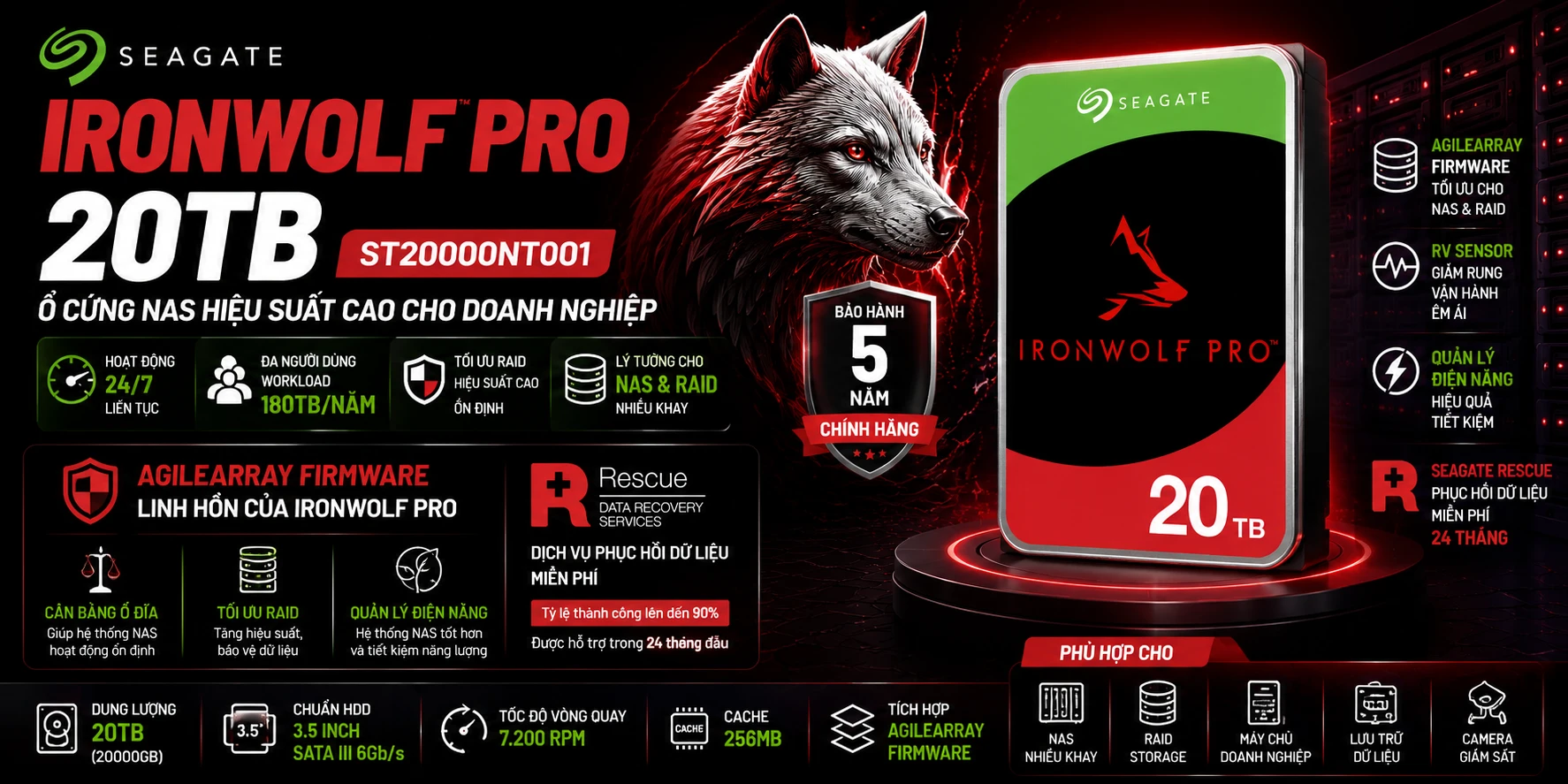 Ổ Cứng NAS Seagate IronWolf Pro 20TB