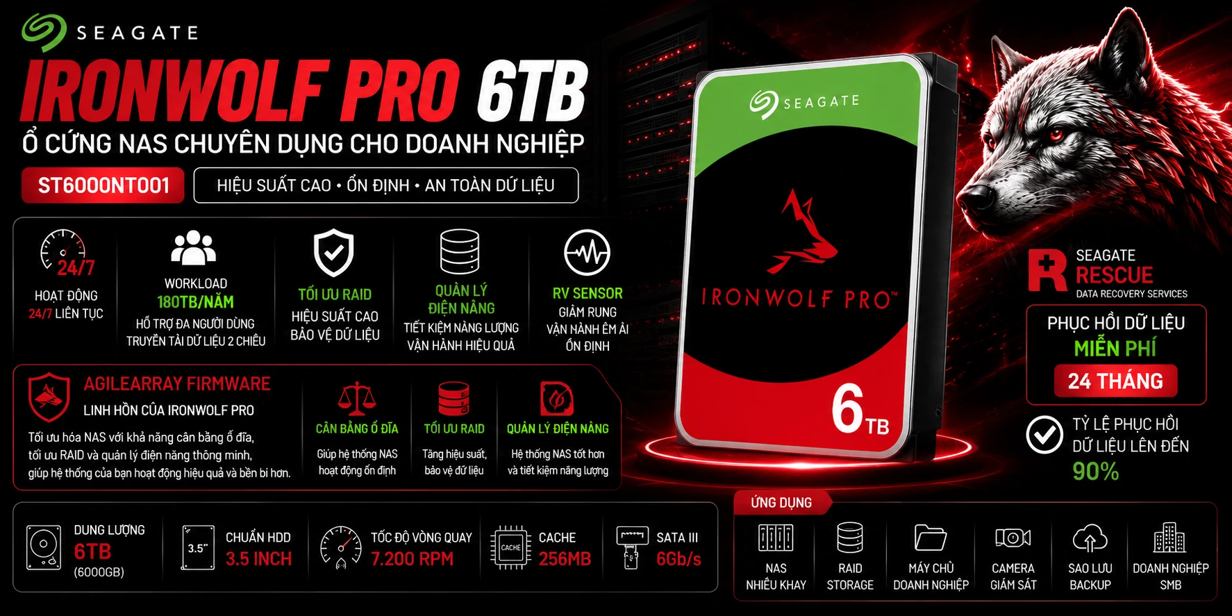 Ổ Cứng NAS Seagate IronWolf Pro 6TB ST6000NT001