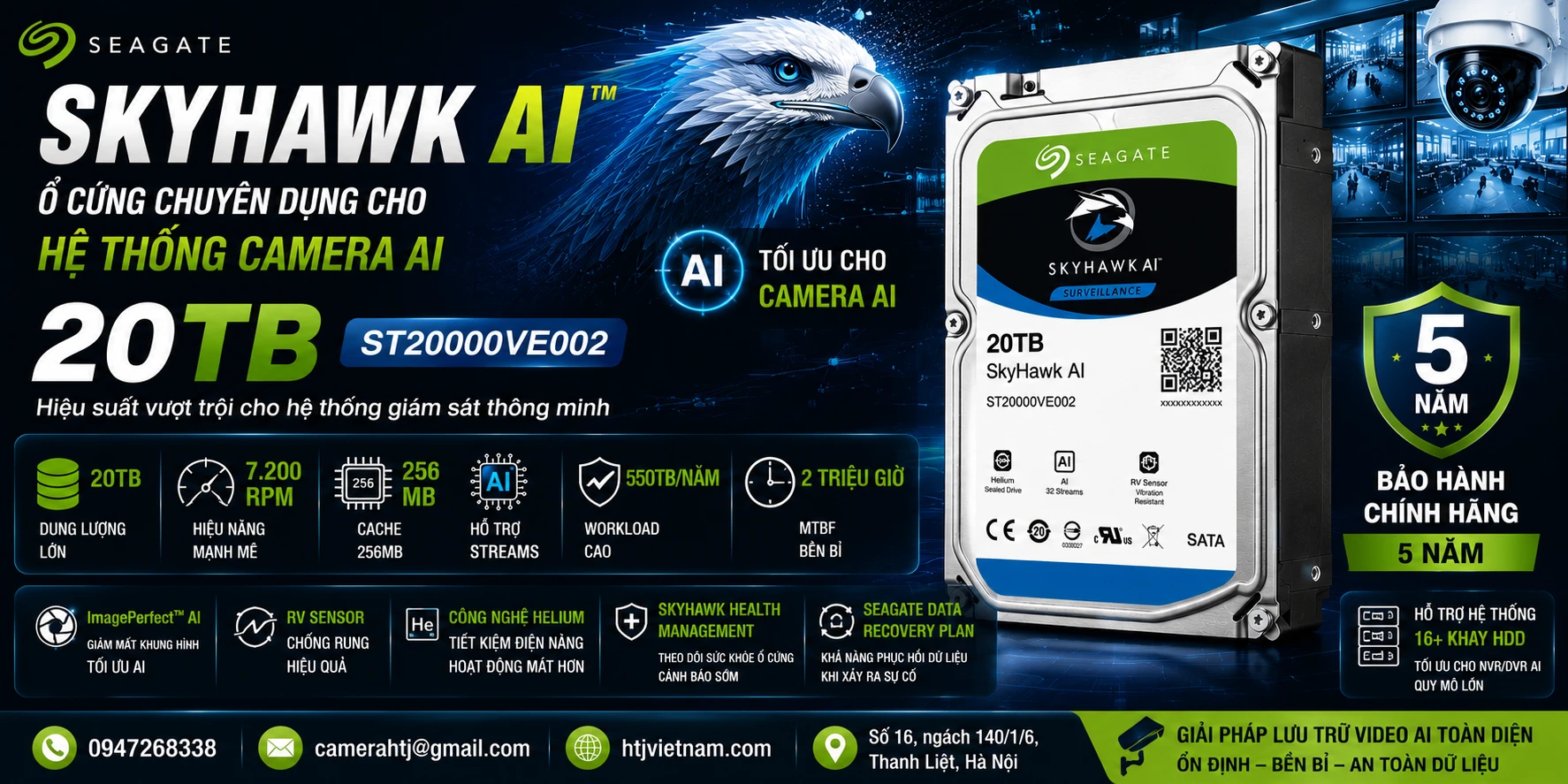 Ổ Cứng SkyHawk AI 20TB ST20000VE002