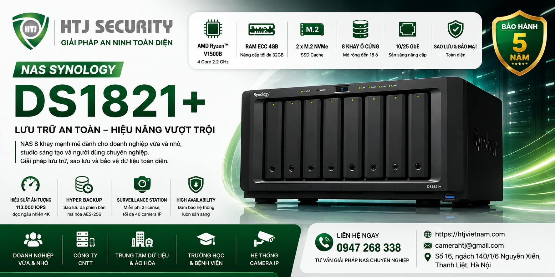 Thiết Bị Lưu Trữ NAS NAS Synology DS1821+