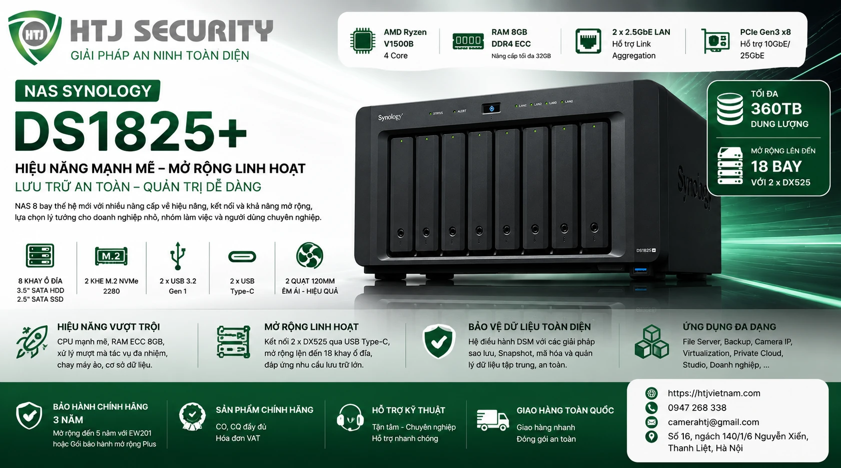 Thiết Bị Lưu Trữ NAS Synology DS1825+