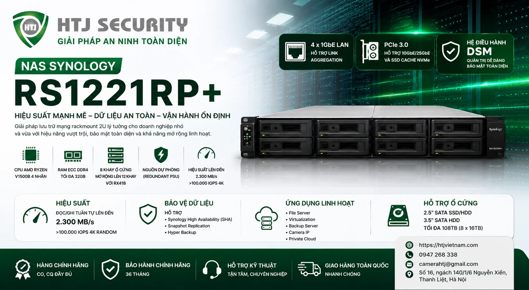 Thiết Bị Lưu Trữ NAS Synology RS1221RP+