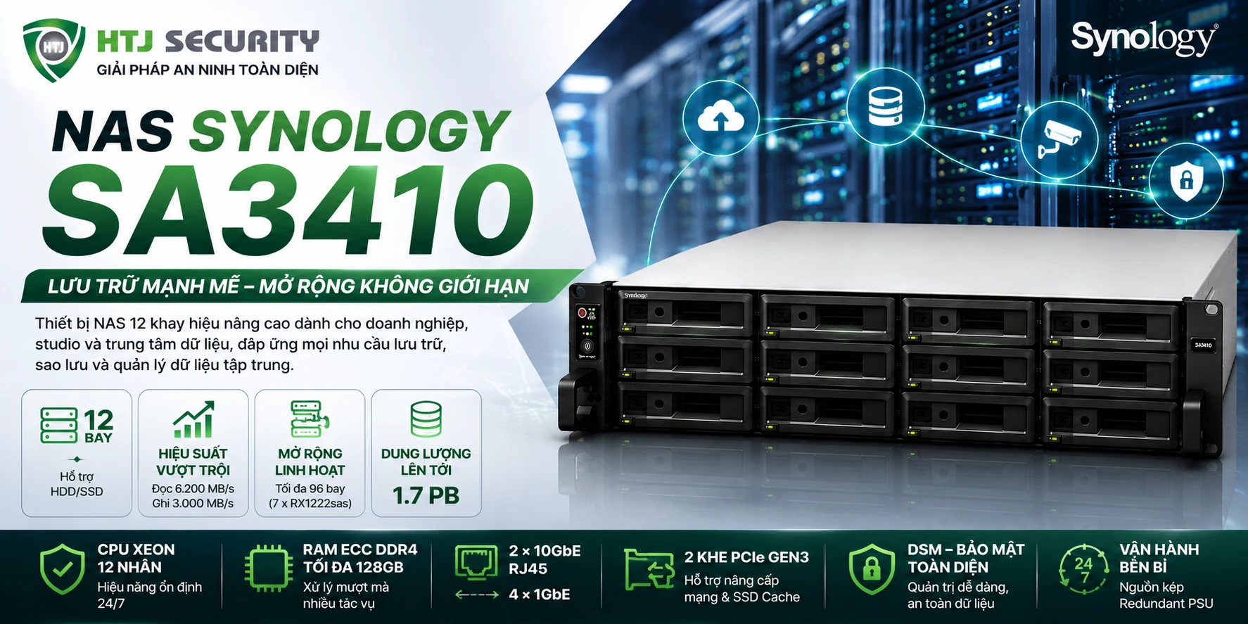 Thiết Bị Lưu Trữ NAS Synology SA3410