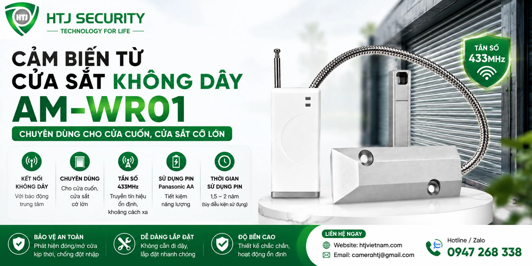 Cảm biến từ cửa sắt AM-WR01 không dây