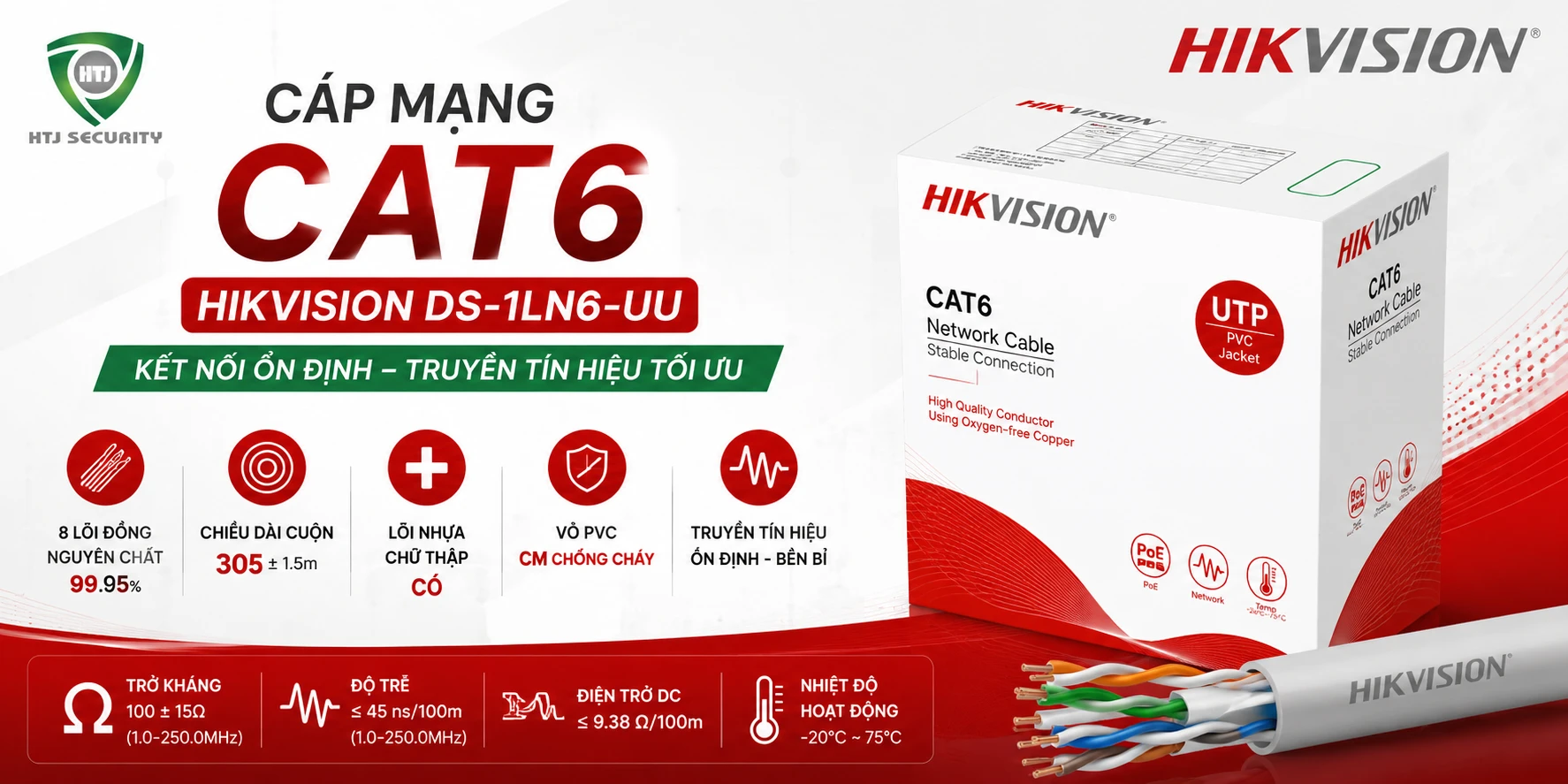 Cáp mạng CAT6 Hikvision DS-1LN6-UU
