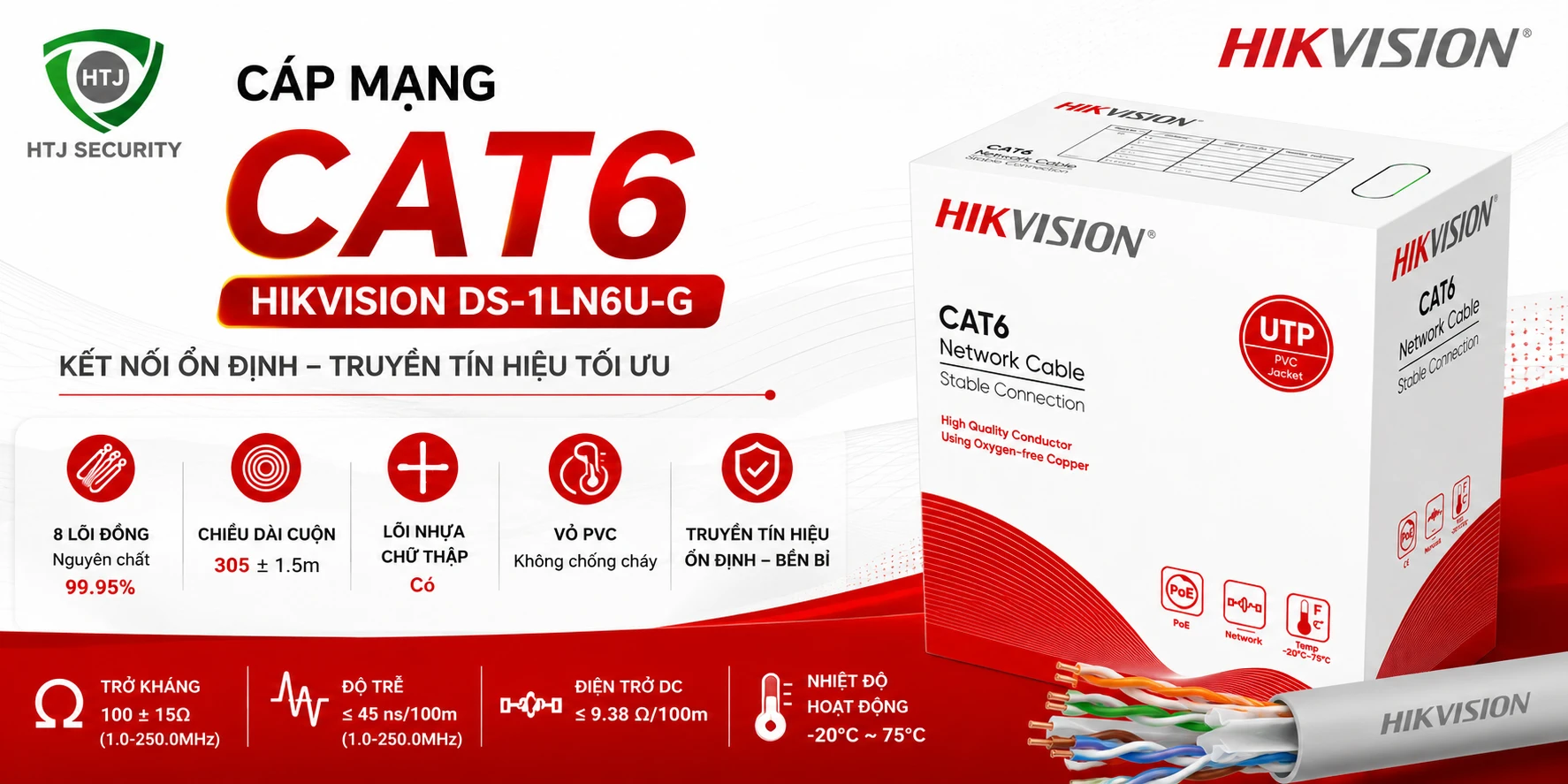 Cáp mạng CAT6 Hikvision DS-1LN6U-G