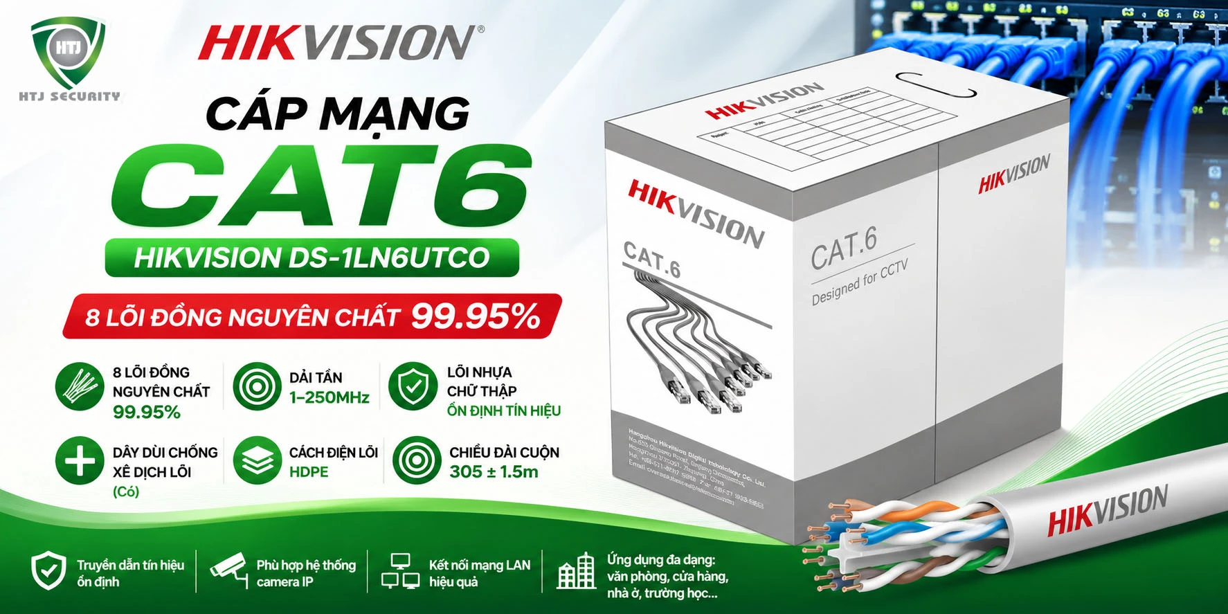 Cáp mạng CAT6 Hikvision DS-1LN6UTC0