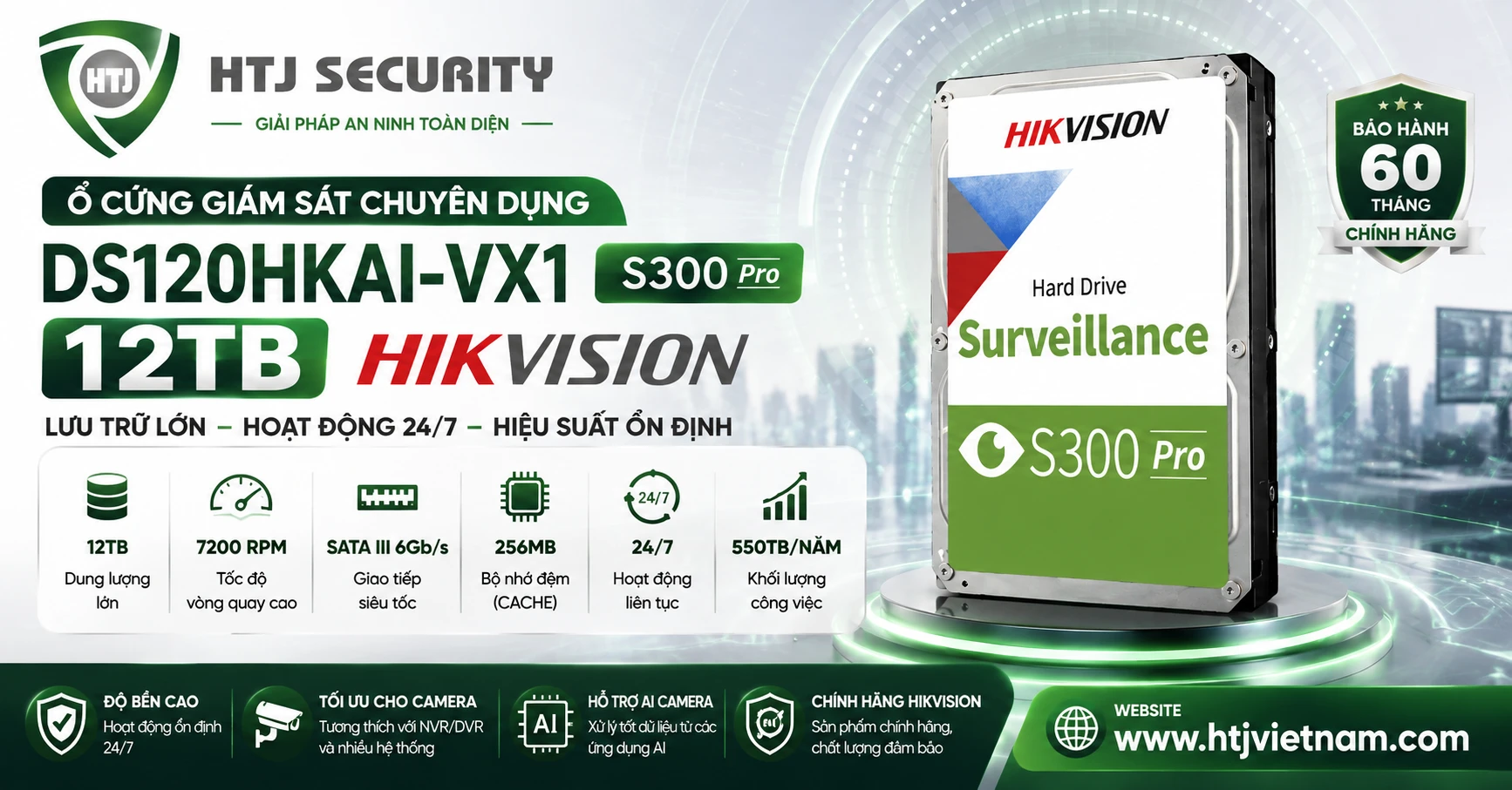 Ổ cứng giám sát Hikvision DS120HKAI-VX1 12TB
