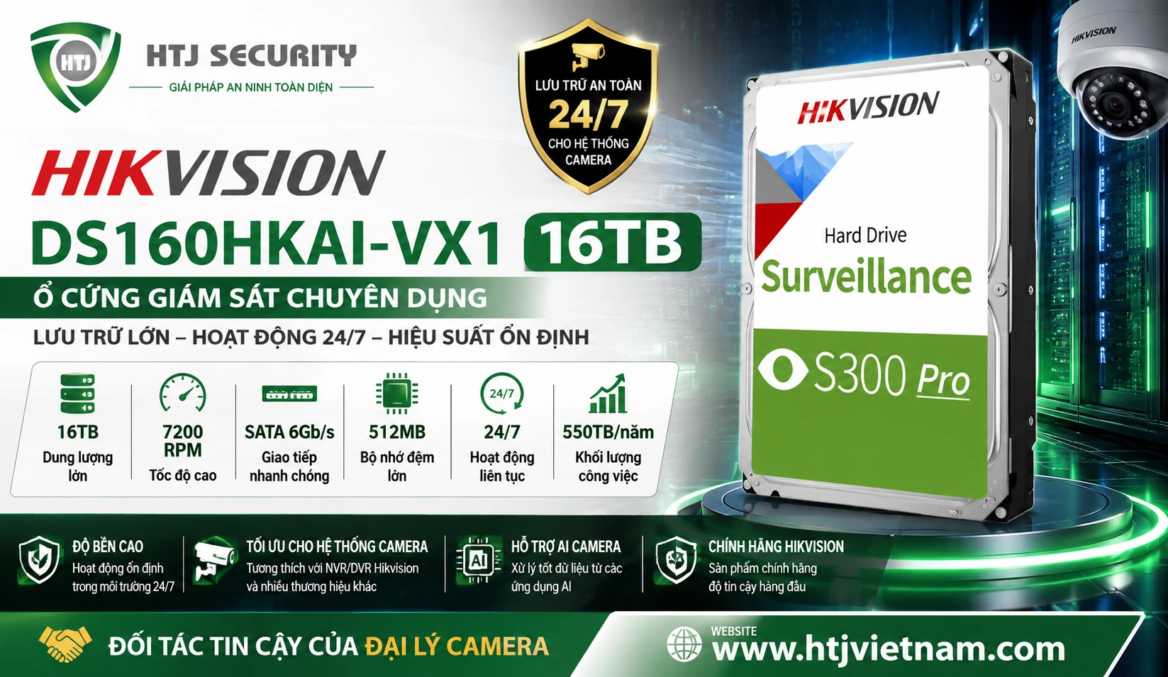 Ổ cứng giám sát Hikvision DS160HKAI-VX1 16TB