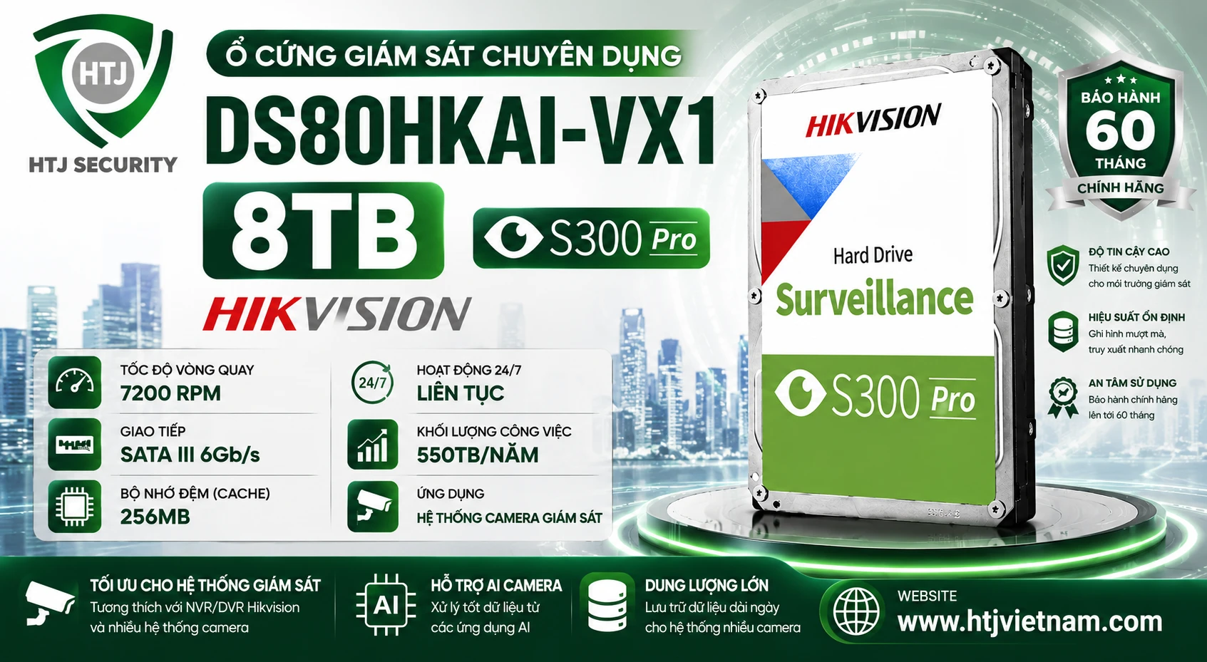 Ổ cứng giám sát Hikvision DS80HKAI-VX1 8TB