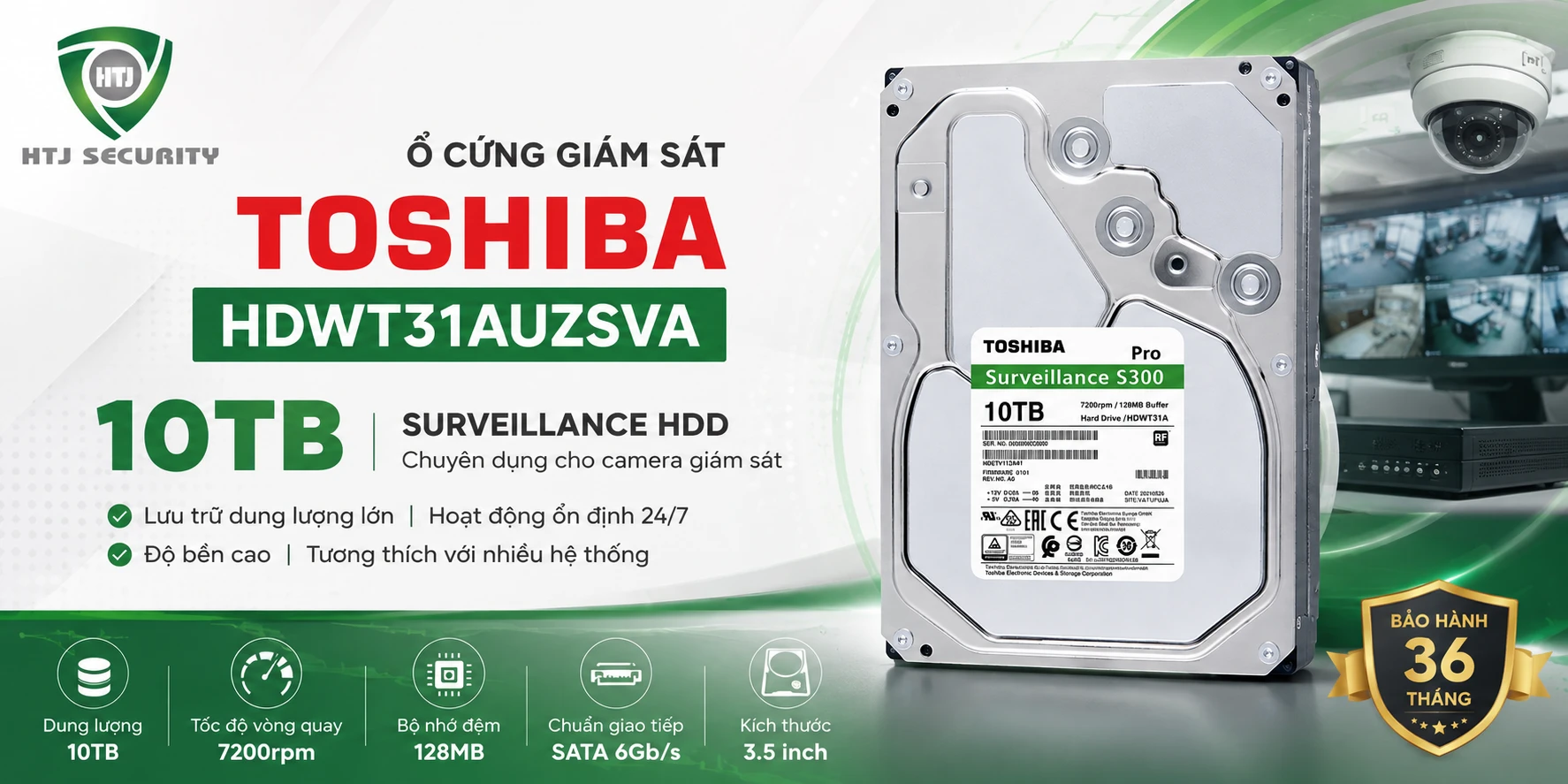Ổ cứng giám sát Toshiba 10TB HDWT31AUZSVA