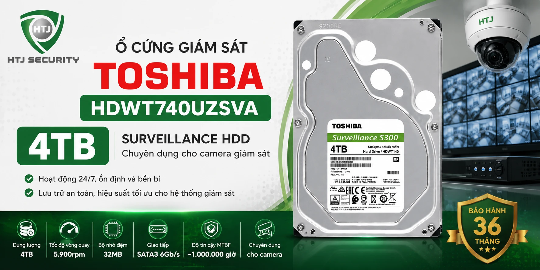 Ổ cứng giám sát Toshiba 4TB HDWT740UZSVA