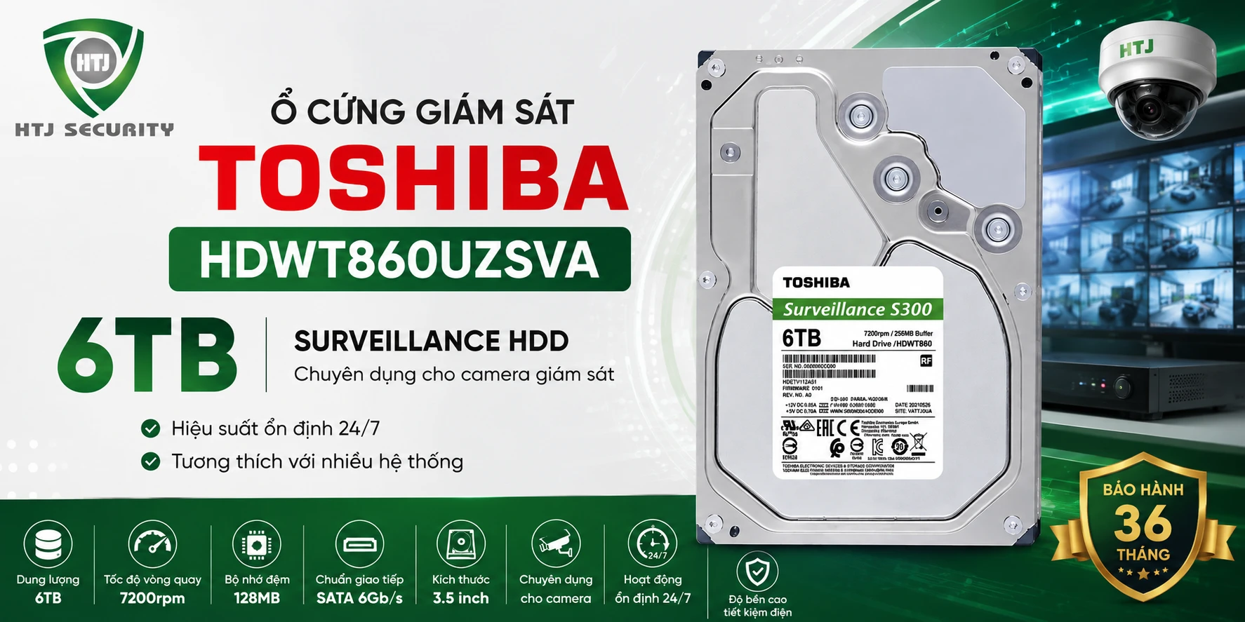 Ổ cứng giám sát 6TB Toshiba HDWT860UZSVA