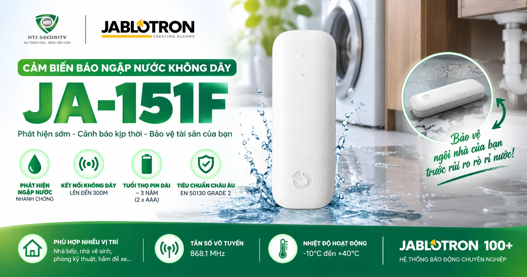 Cảm biến báo ngập nước không dây Jablotron JA-151F