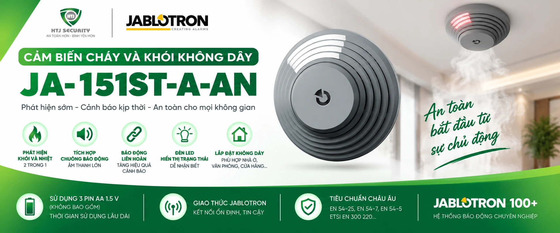 Cảm biến cháy và khói không dây Jablotron JA-151ST-A-AN