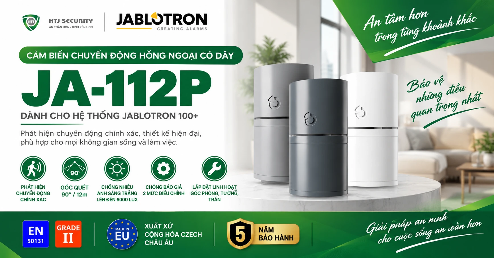 Cảm biến chuyển động hồng ngoại Jablotron JA-112P – Loại có dây