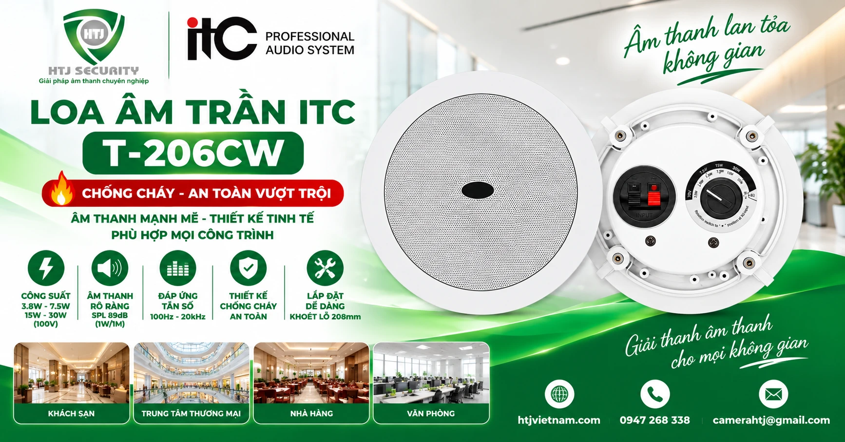 Loa âm trần chống cháy ITC T-206CW