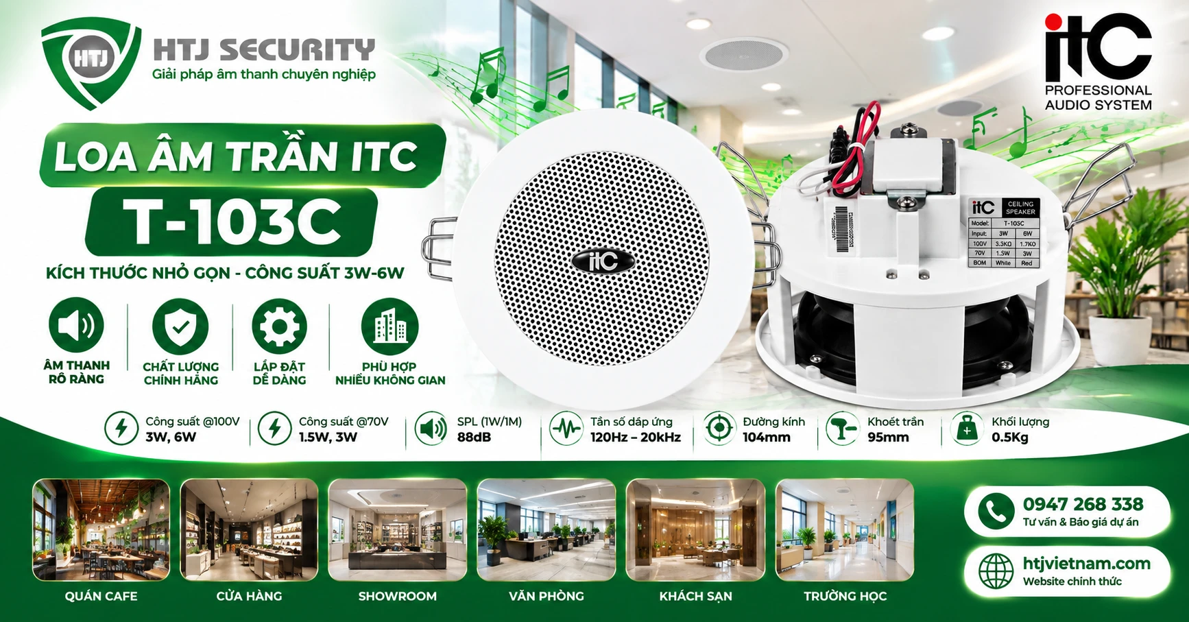Loa âm trần ITC T-103C – công suất 3W–6W