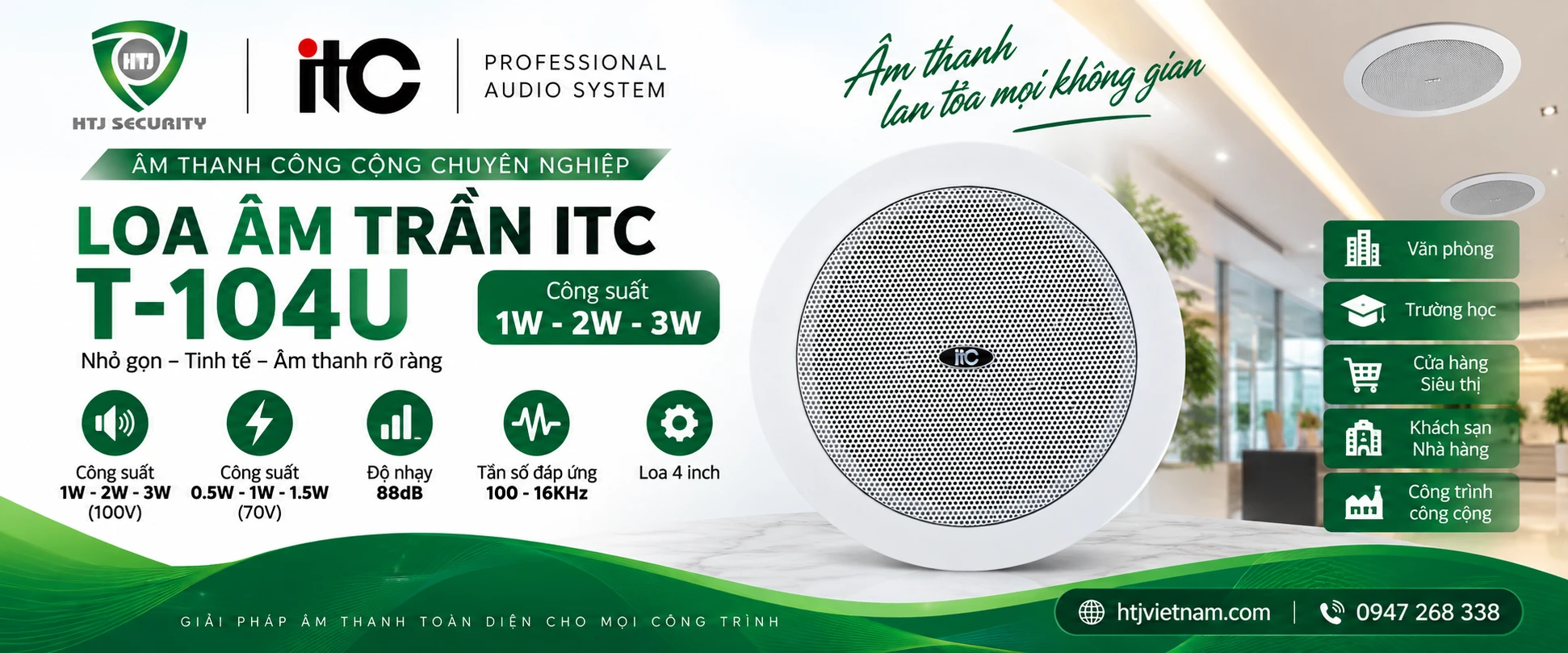 Loa âm trần ITC T-104U công suất 1W – 2W – 3W