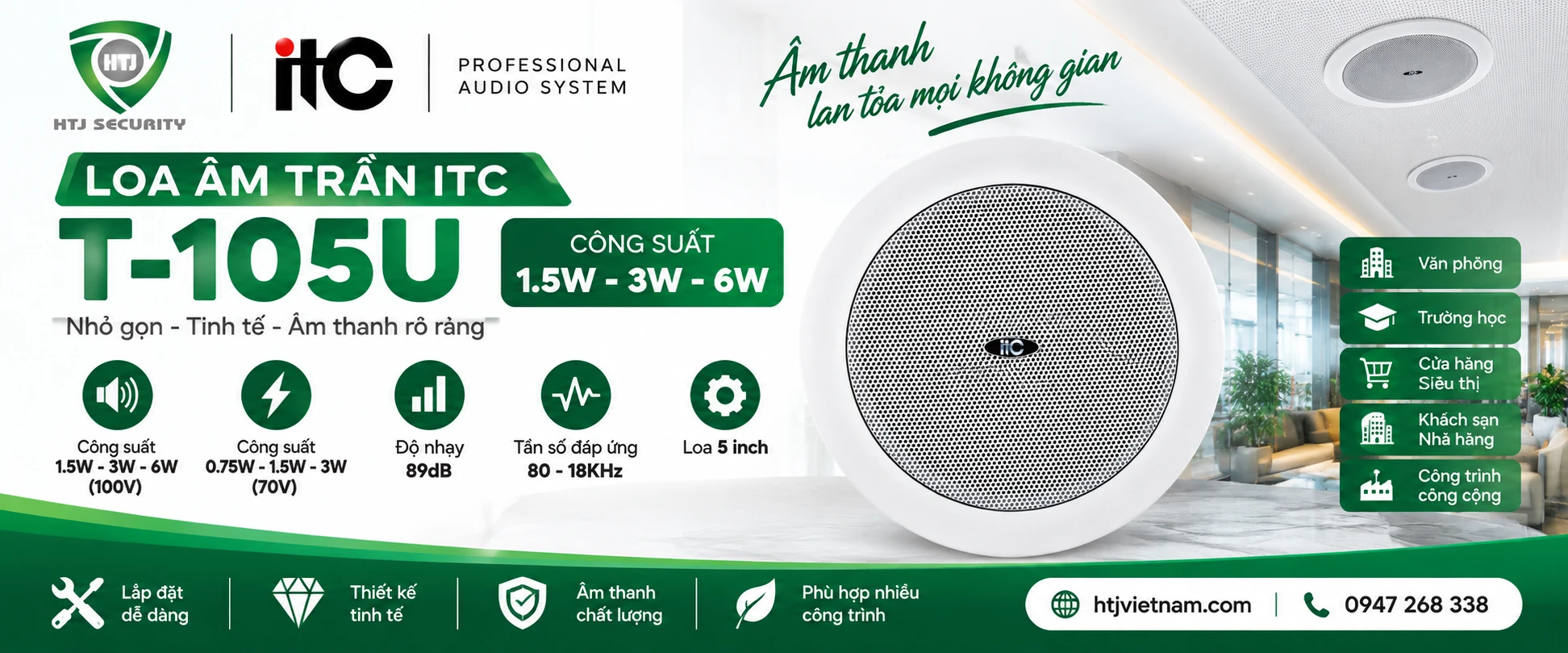 Loa âm trần ITC T-105U công suất 1.5W – 3W – 6W