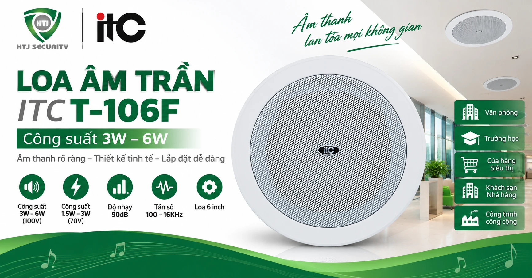 Loa âm trần ITC T-106F công suất 3W – 6W