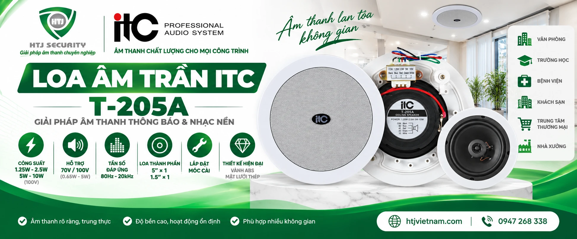 Loa âm trần ITC T-205A – công suất 1.25W – 10W