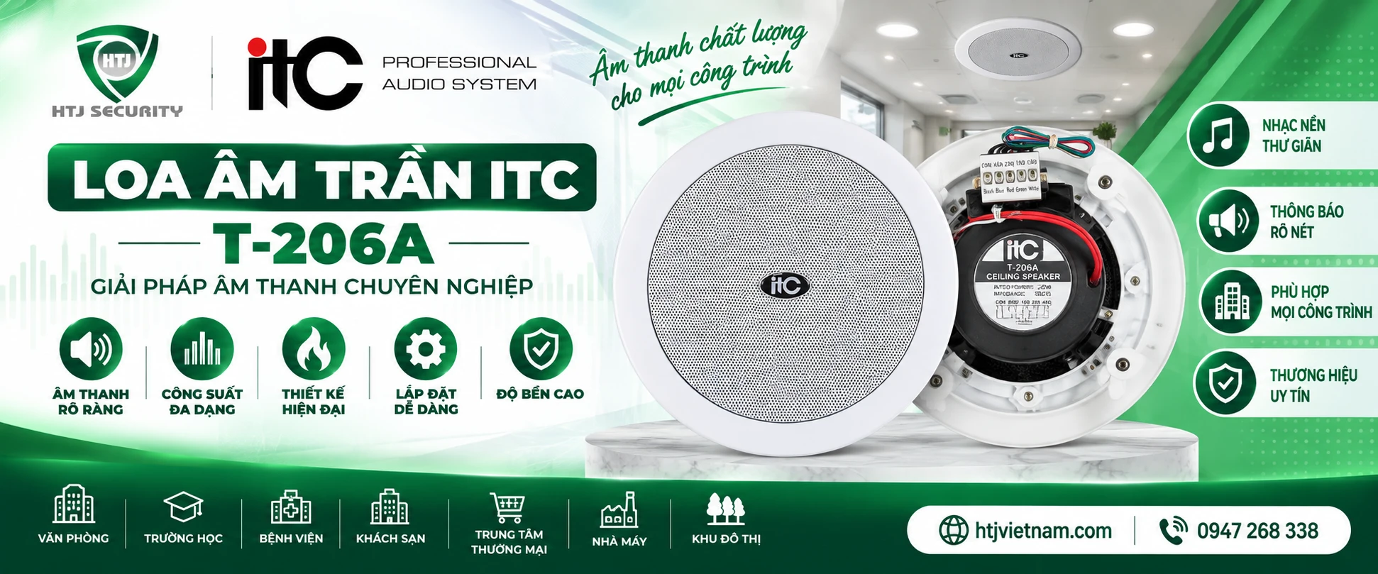 Loa âm trần ITC T-206A – công suất 2.5W – 20W
