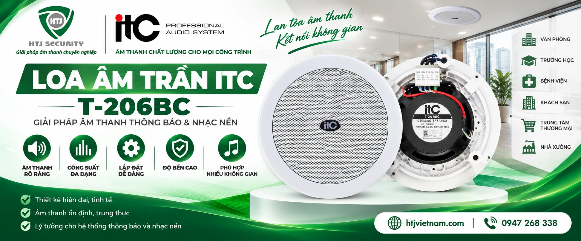 Loa âm trần ITC T-206BC – công suất 1.25W – 10W