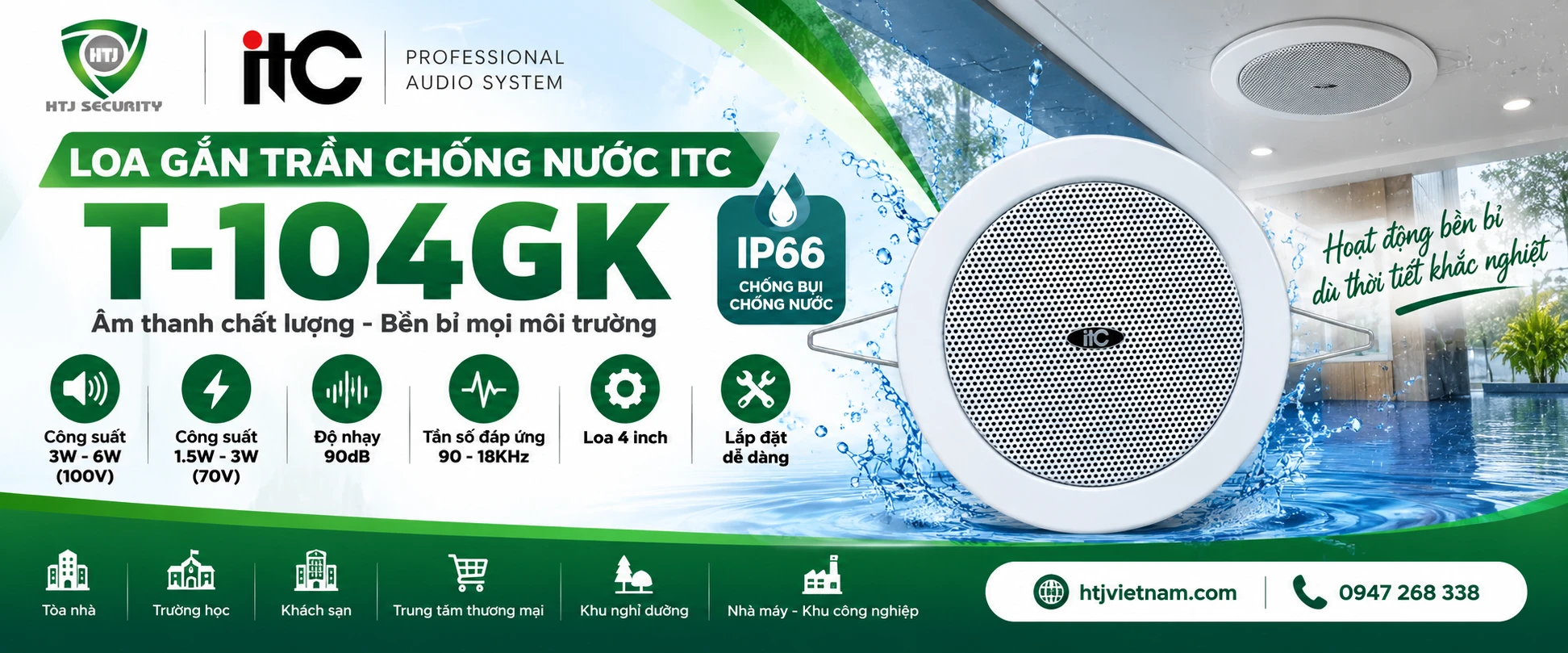 Loa gắn trần chống nước ITC T-104GK
