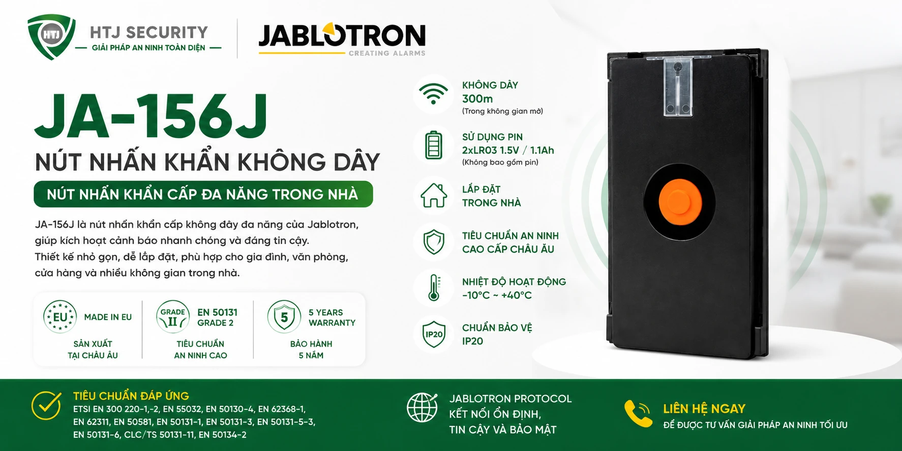 Nút nhấn khẩn không dây Jablotron JA-156J