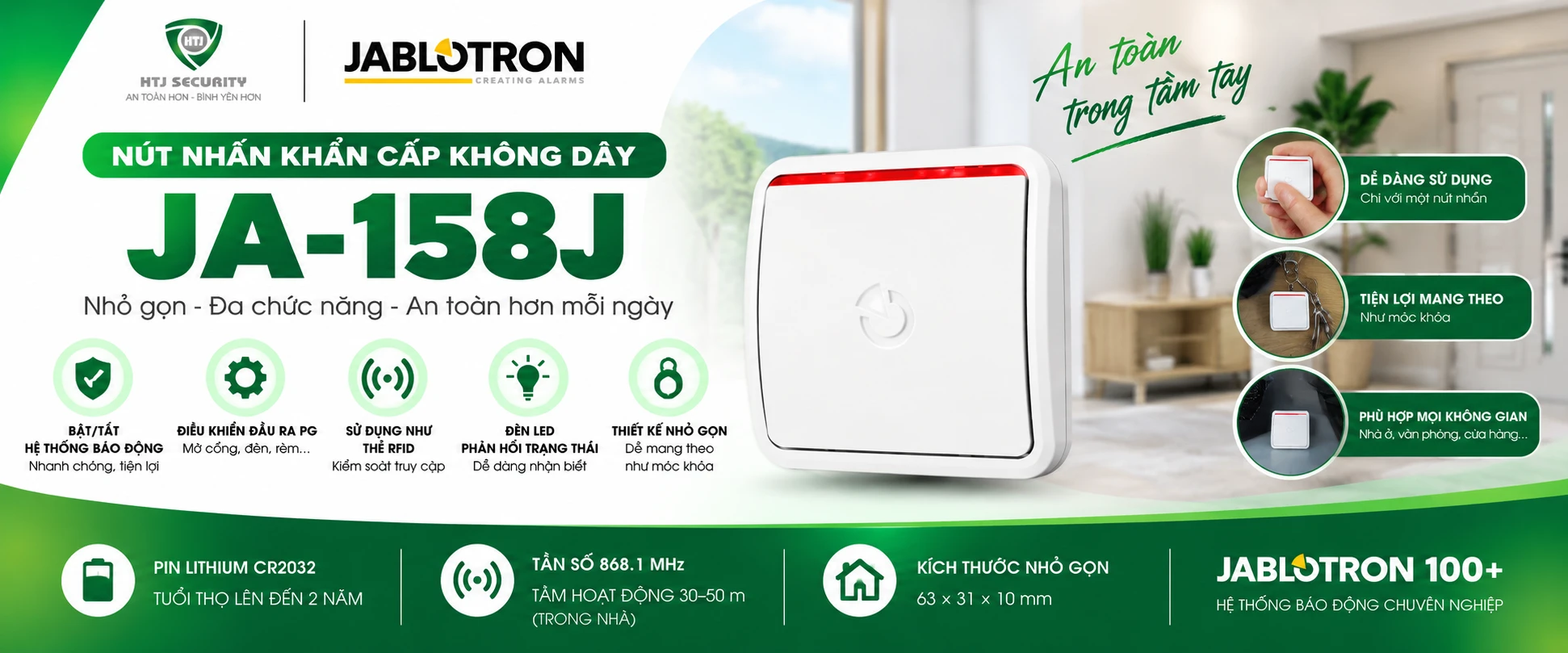 Nút nhấn khẩn không dây Jablotron JA-158J