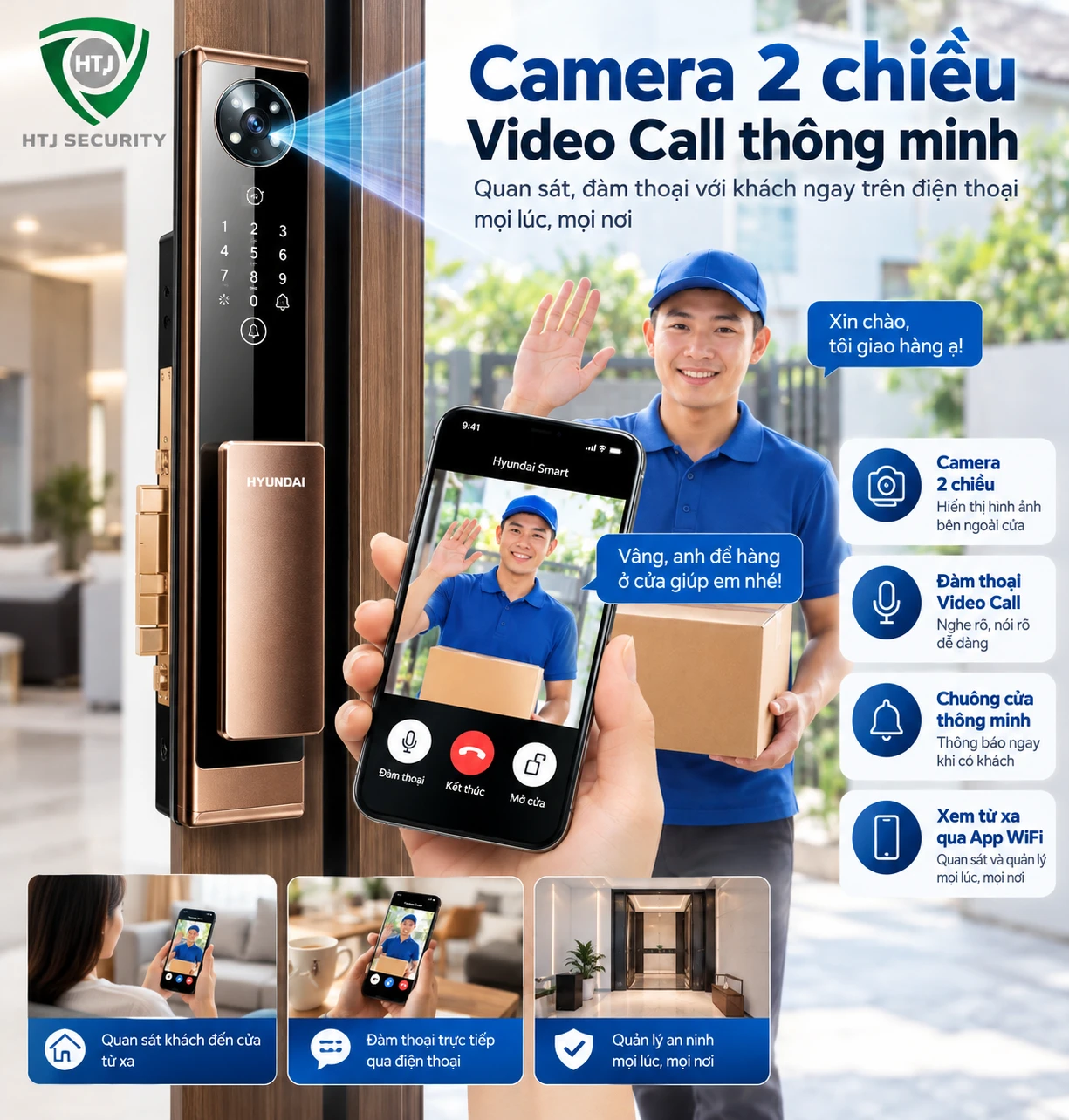 Camera 2 chiều Video Call khóa điện tử Hyundai HY-SLA101