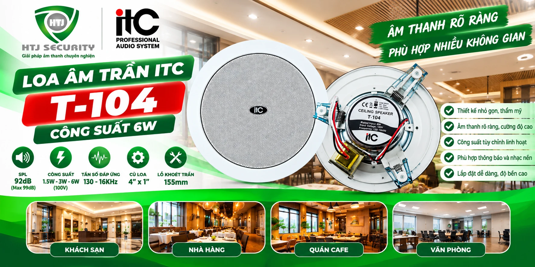 Loa âm trần ITC T-104 – Công suất 6W