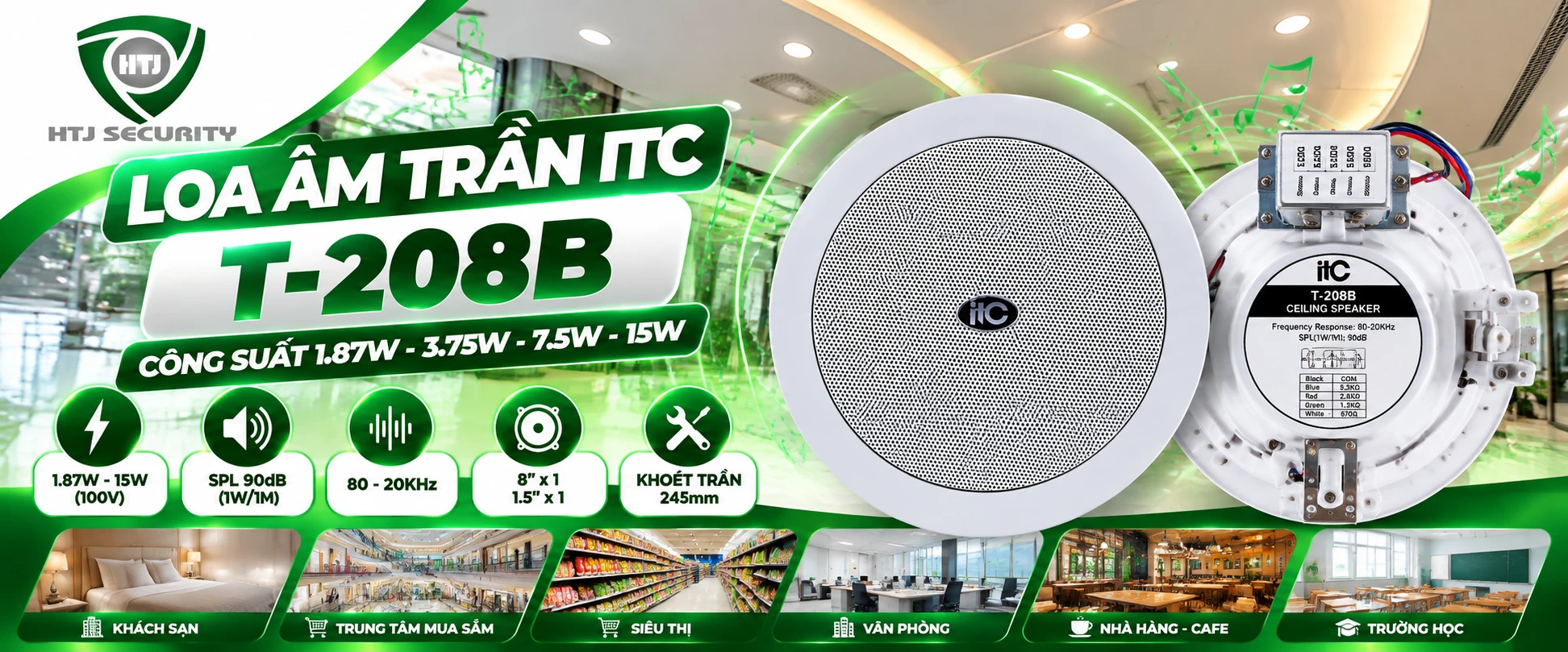 Loa âm trần ITC T-208B