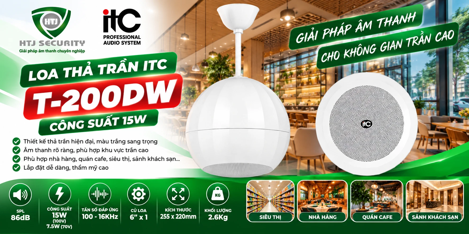 Loa thả trần ITC T-200DW – Công suất 15W