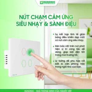 Công tắc cảm ứng WiFi Hunonic Datic 1 Nút màu trắng