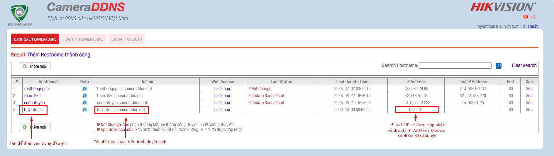 Hướng dẫn tạo và cài đặt tên miên cameraddns trên thiết bị hikvision