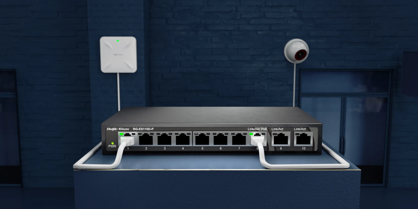 Switch PoE 8 cổng 10/100Mbps Reyee RG-ES110D-P