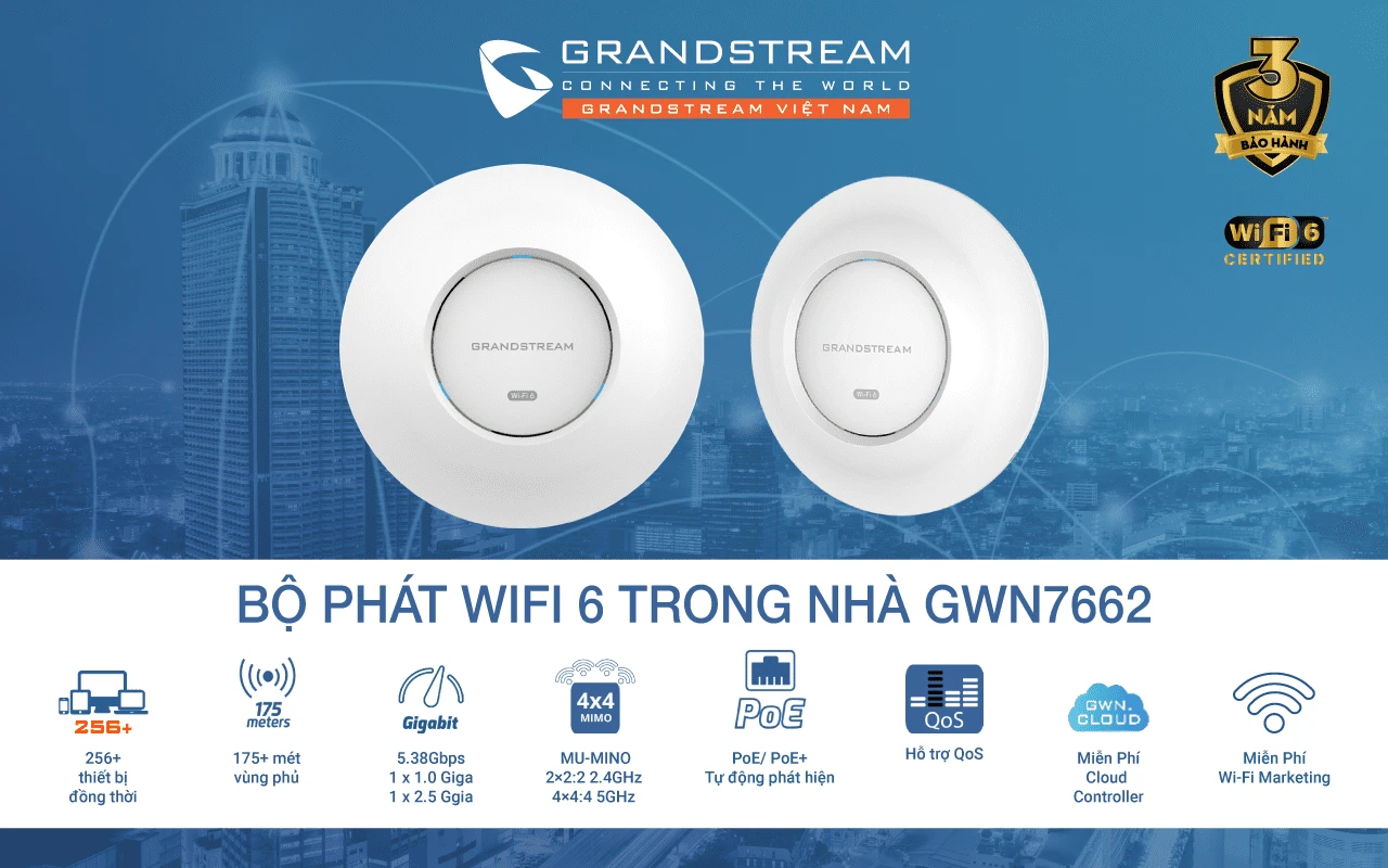 Thiết bị WiFi 6 Grandstream GWN7662