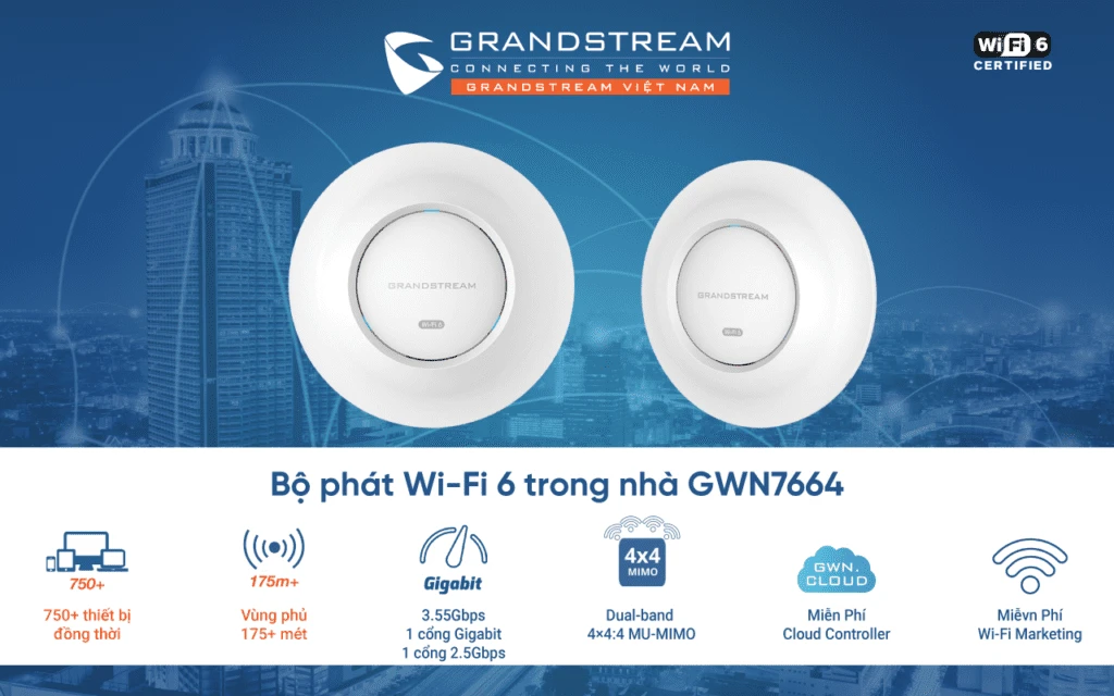 Thiết bị WiFi 6 Grandstream GWN7664