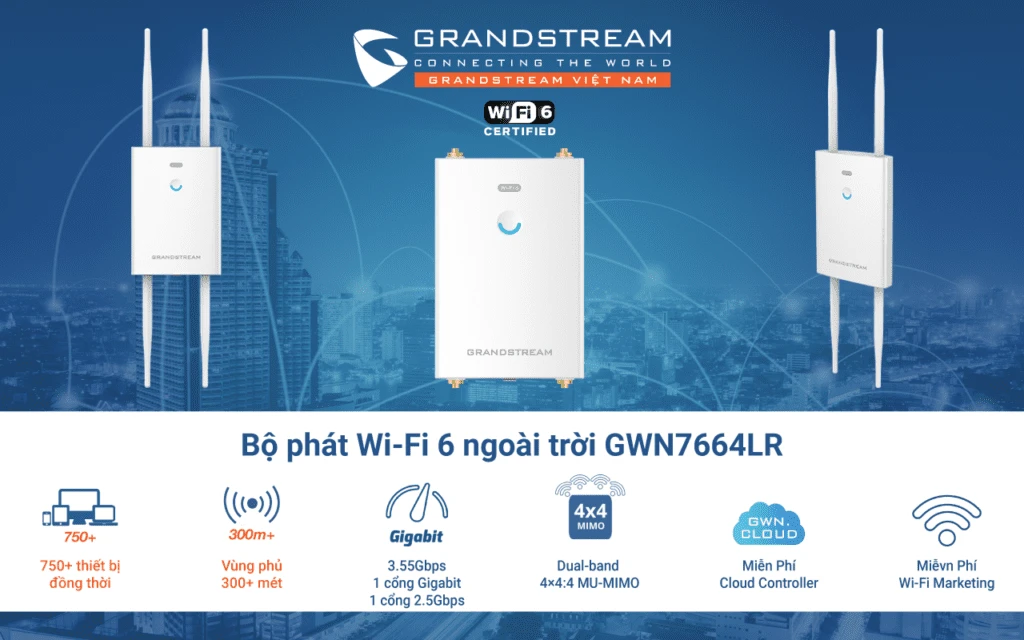 Thiết bị WiFi 6 Grandstream GWN7664LR
