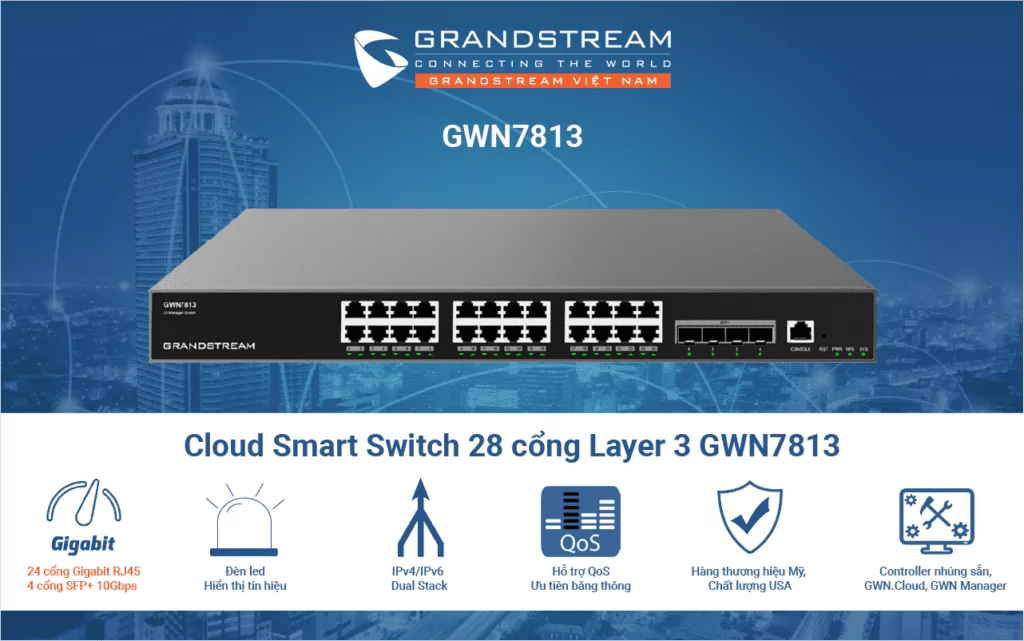 Cloud smart Switch Layer-3 28 cổng GWN7813